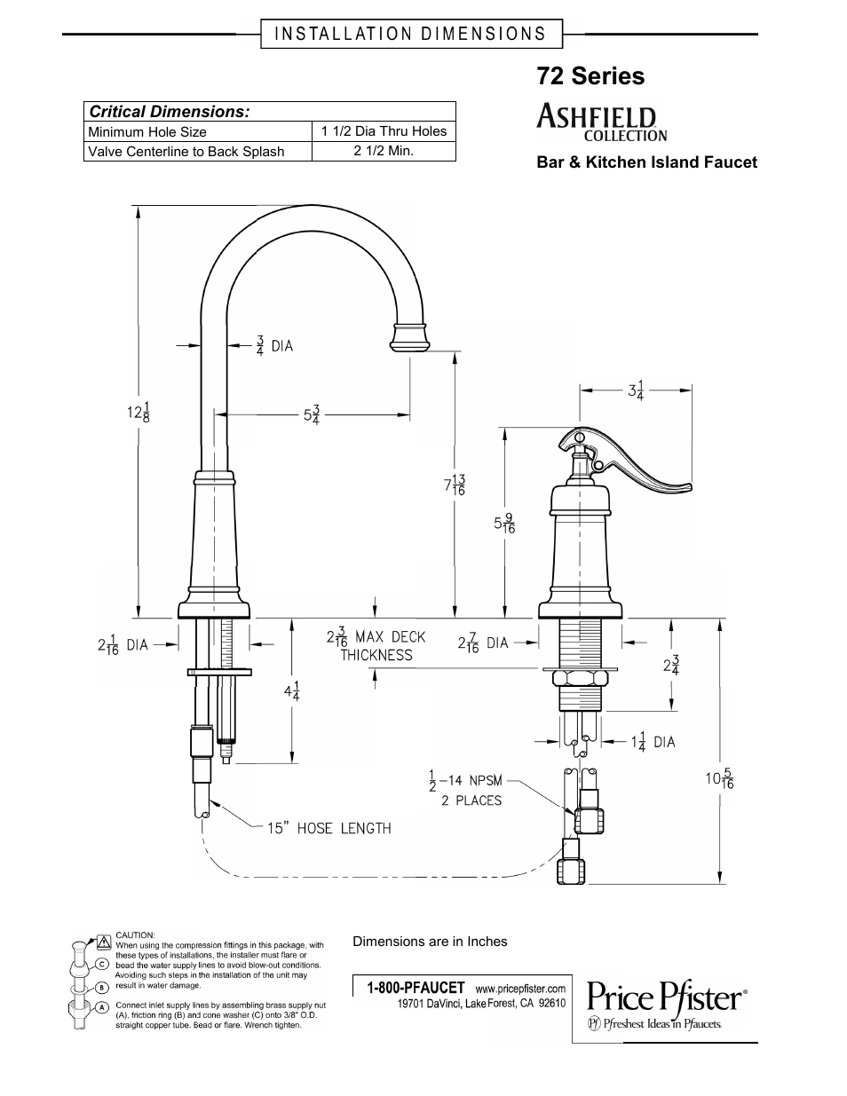 Pfister GT72-YP2K User Manual | 1 page