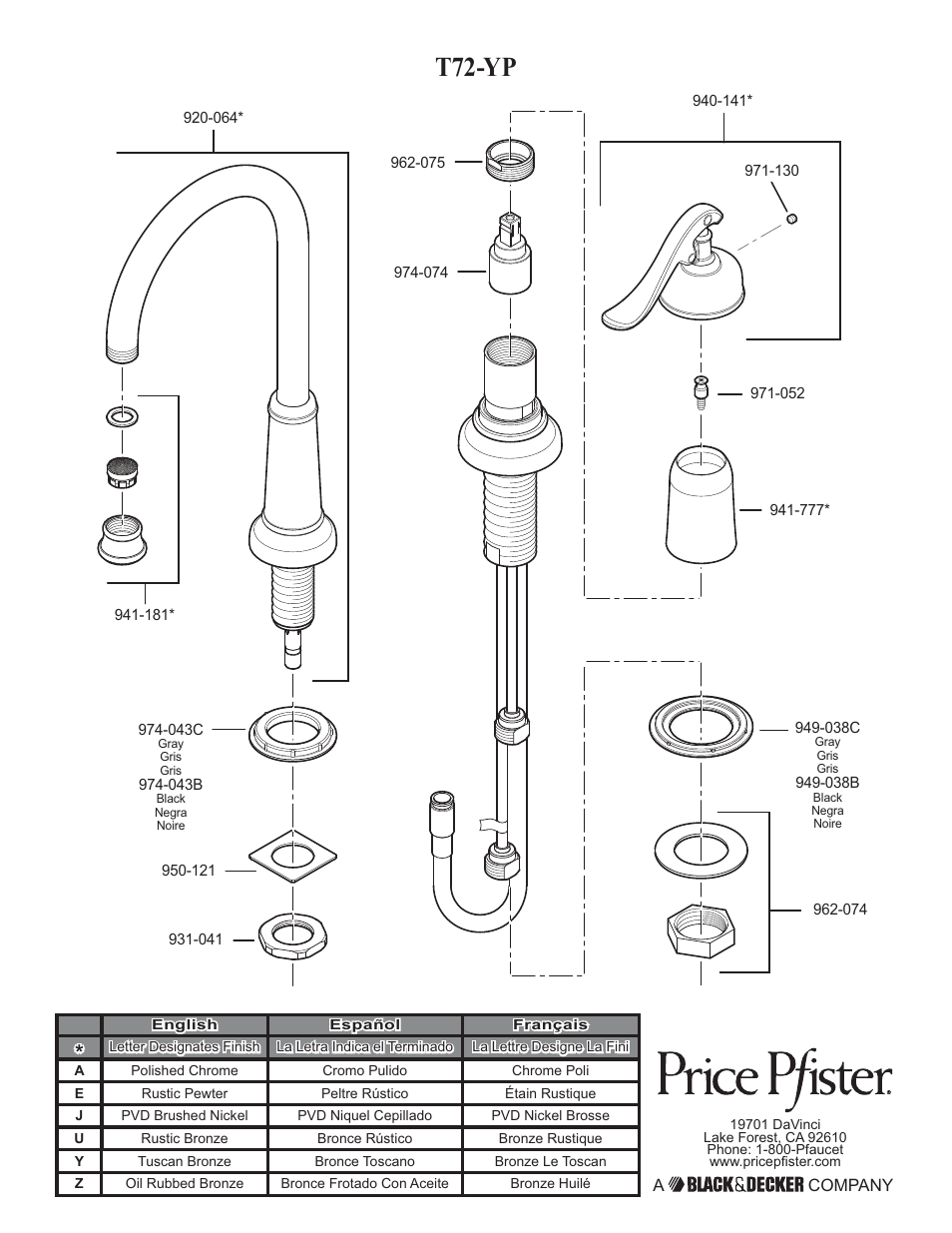 T72-yp | Pfister GT72-YP2K User Manual | Page 12 / 12