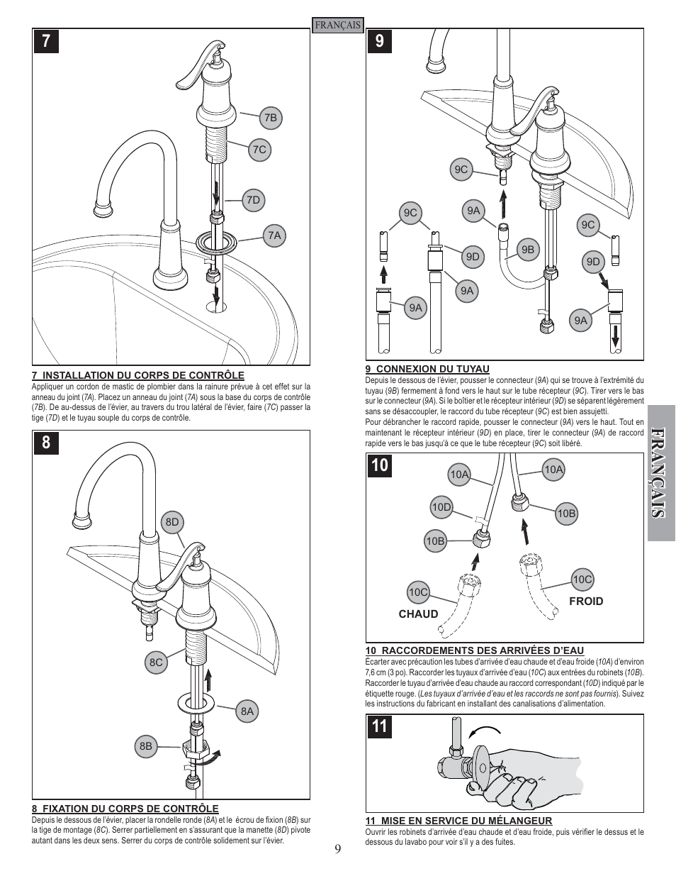 Fran ç ais | Pfister GT72-YP2K User Manual | Page 9 / 12