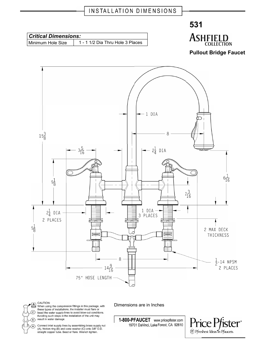 Pfister GT531-YPK User Manual | 1 page