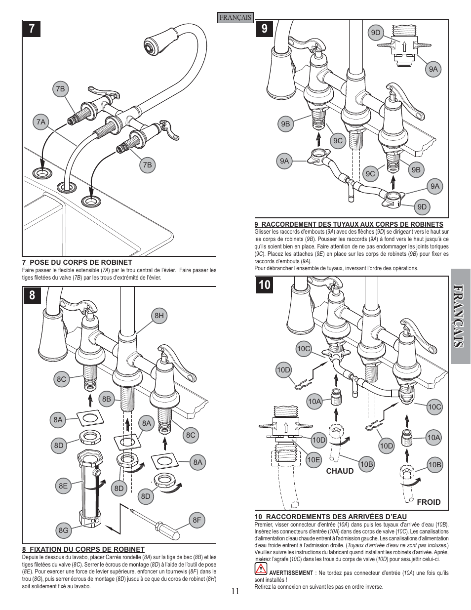Fran ç ais | Pfister GT531-YPK User Manual | Page 11 / 14
