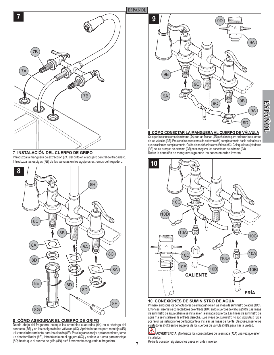 Esp a ñ ol | Pfister GT531-YPK User Manual | Page 7 / 14