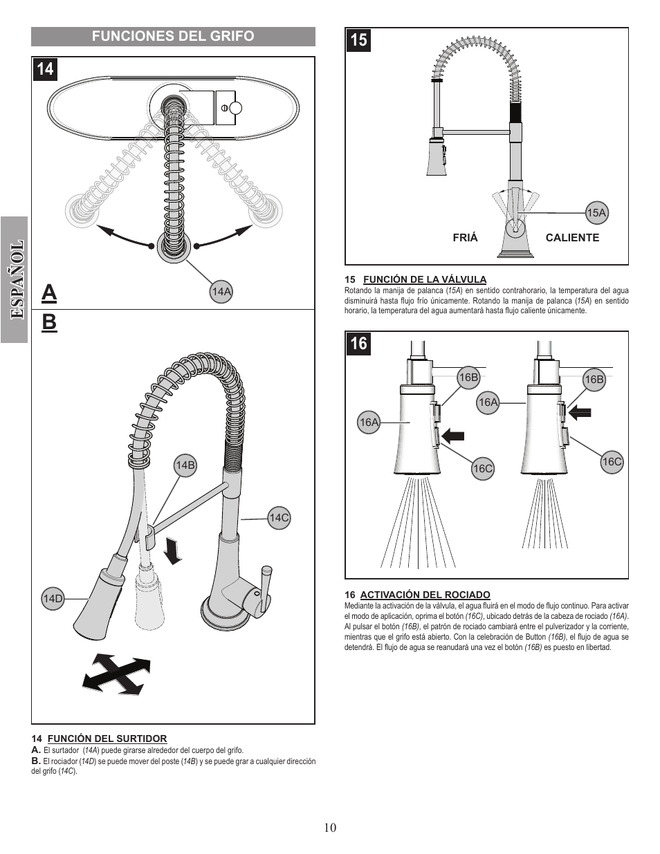 Esp a ñ ol | Pfister GT529-MCS User Manual | Page 10 / 17