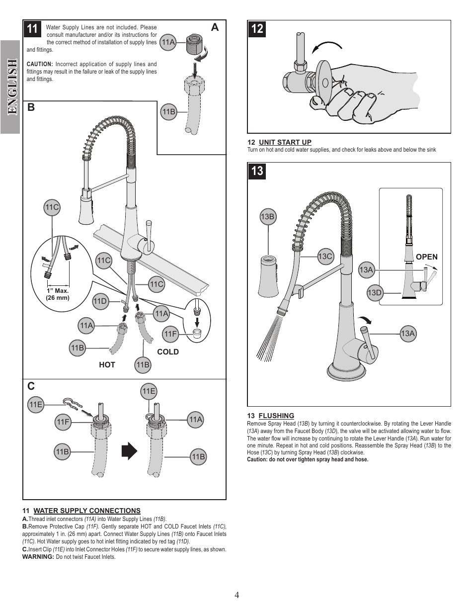 English, Ab c | Pfister GT529-MCS User Manual | Page 4 / 17