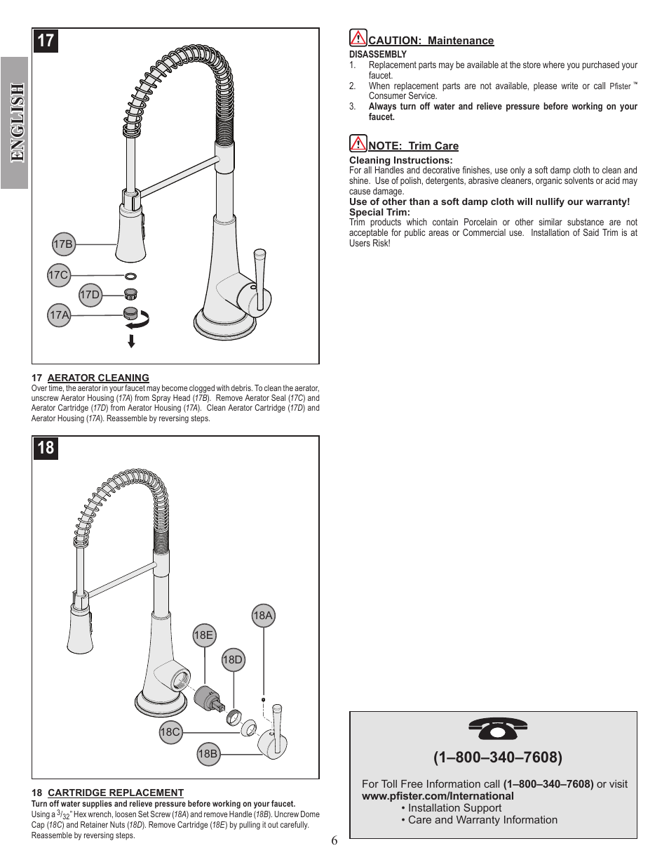 English | Pfister GT529-MCS User Manual | Page 6 / 17