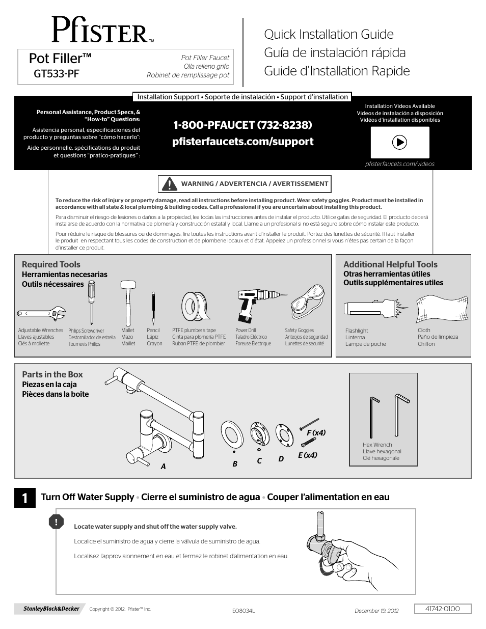 Pfister GT533-PFS User Manual | 4 pages