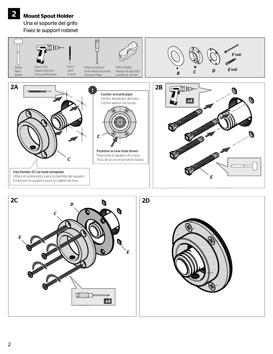 2a 2b 2c 2d | Pfister GT533-PFS User Manual | Page 2 / 4