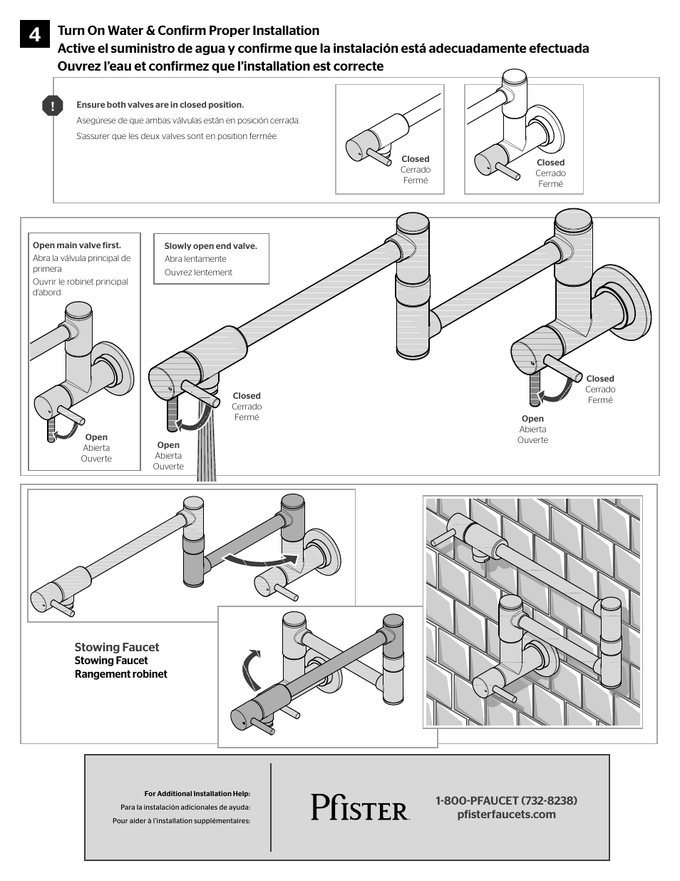 Stowing faucet, Stowing faucet rangement robinet | Pfister GT533-PFS User Manual | Page 4 / 4