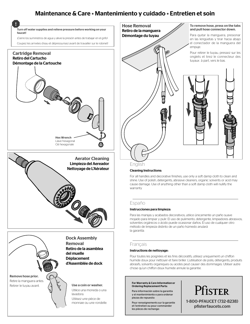 English, Españo, Français | Pfister GT72-SMSS User Manual | Page 3 / 4