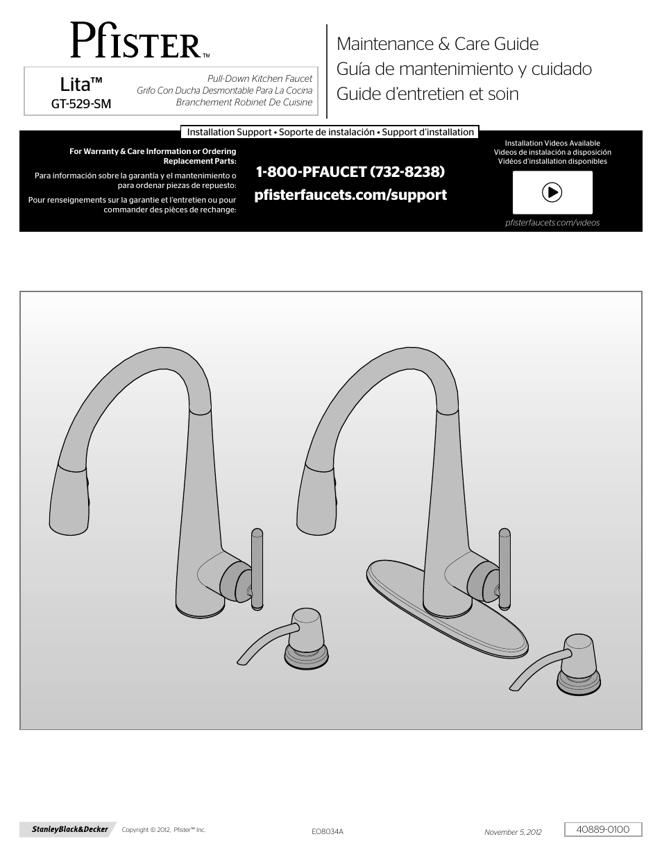 Pfister GT529-SMS User Manual | 4 pages