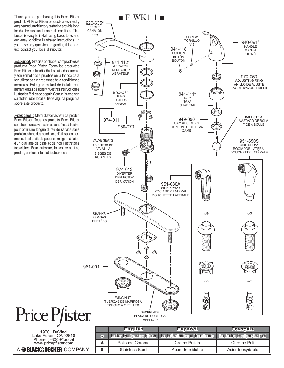 F-wk1-1, A company | Pfister F-WK1-100C User Manual | Page 2 / 7