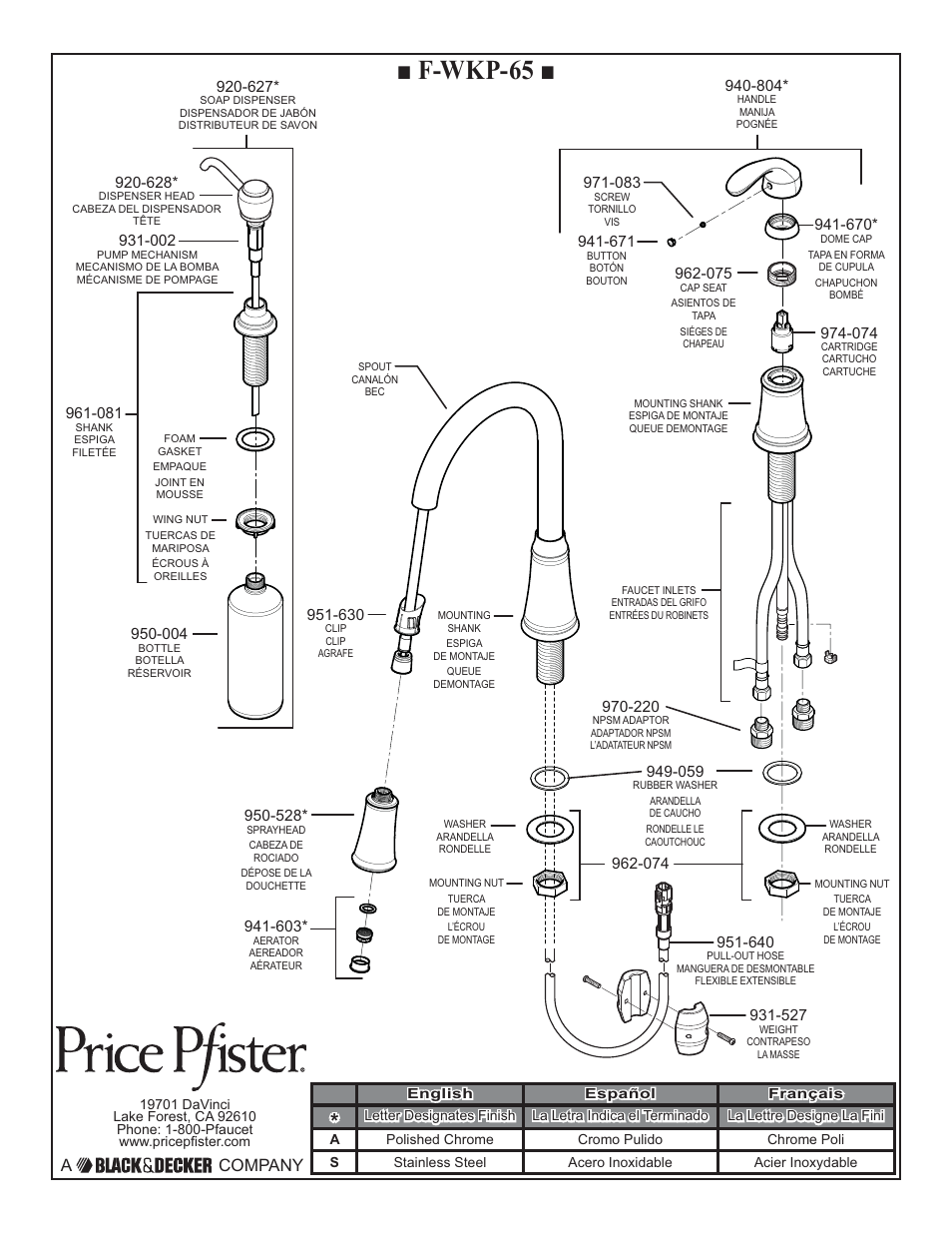 F-wkp-65, A company | Pfister F-WKP-650C User Manual | Page 2 / 8