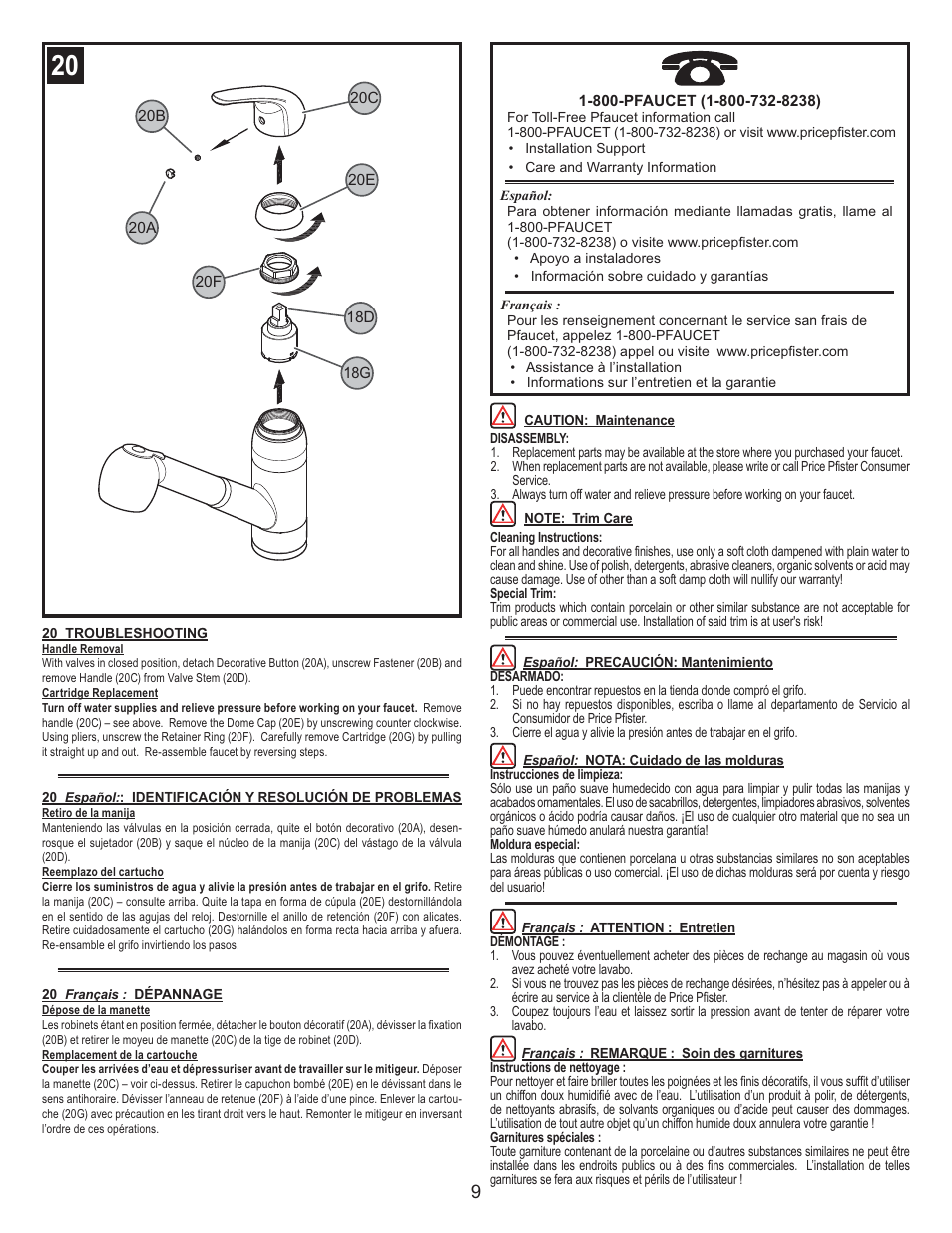 Pfister F-WKP-533S User Manual | Page 9 / 9