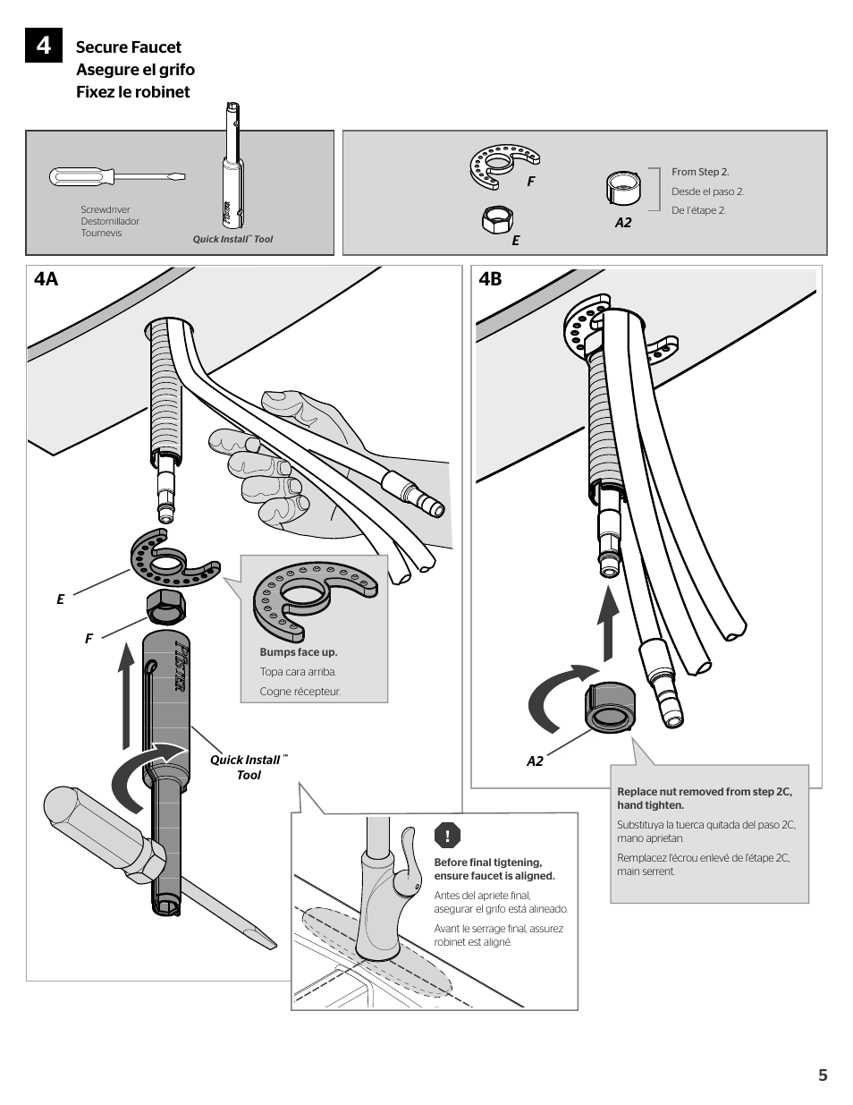 Secure faucet asegure el grifo fixez le robinet | Pfister F-529-7TNS User Manual | Page 5 / 10