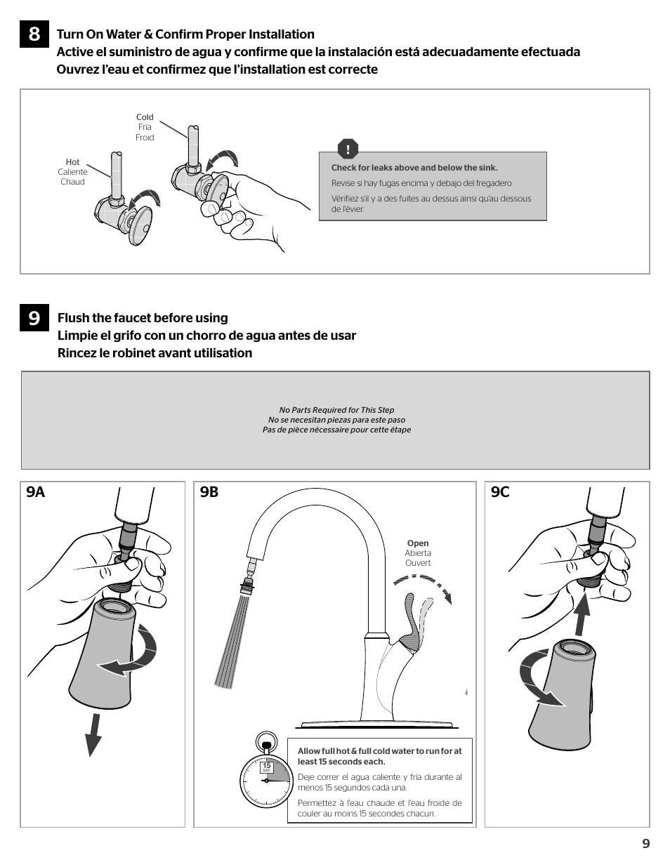 9c 9a 9b | Pfister F-529-7TNS User Manual | Page 9 / 10