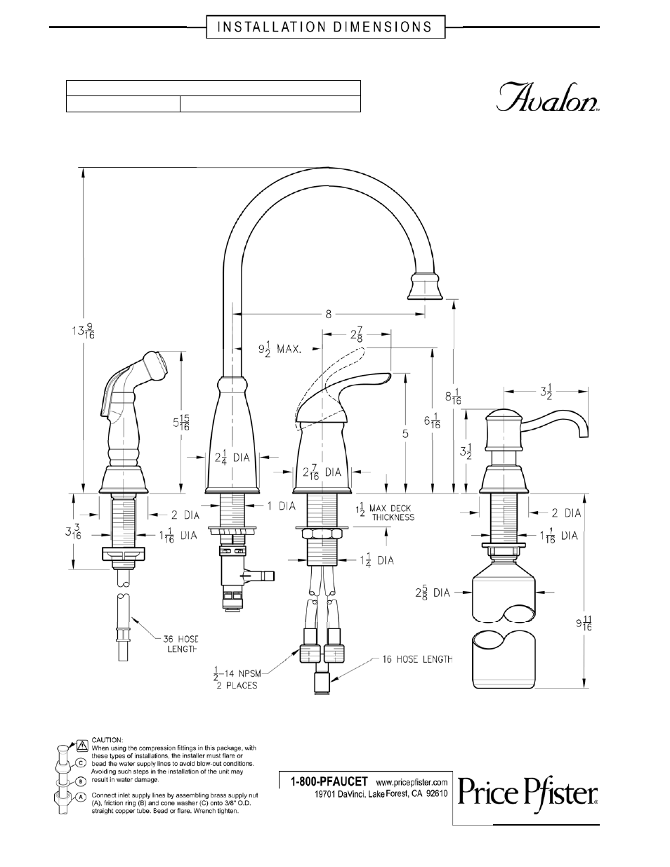 Pfister GT26-4CBS User Manual | 1 page