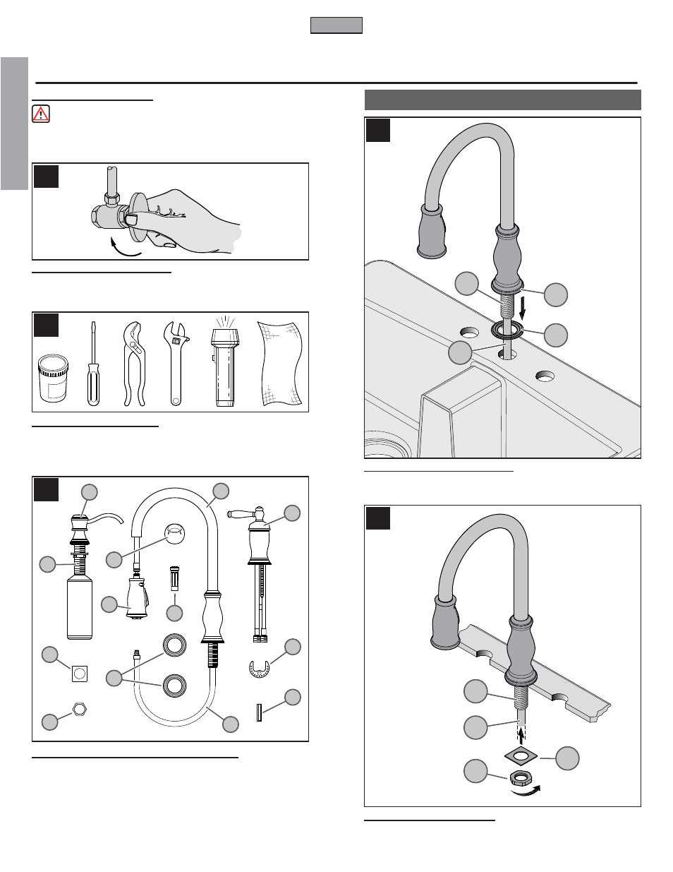 En g l is h english, Faucet installation | Pfister GT526-TMS User Manual | Page 2 / 18