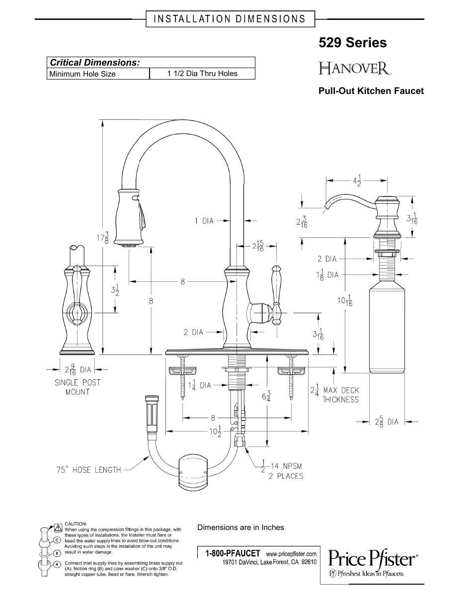 Pfister GT529-TMS User Manual | 2 pages