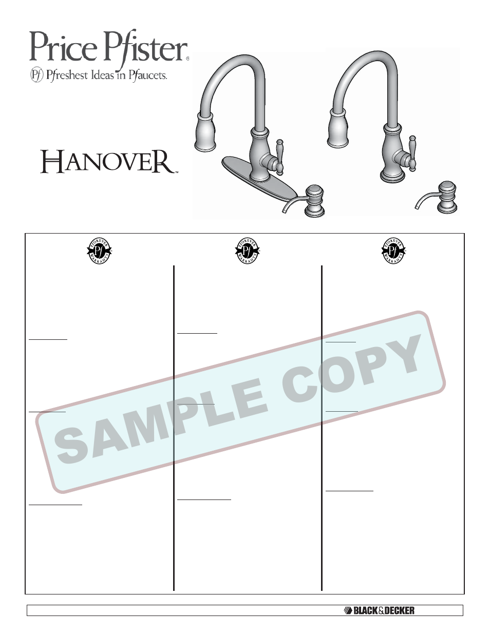 Pfister GT529-TMS User Manual | 18 pages