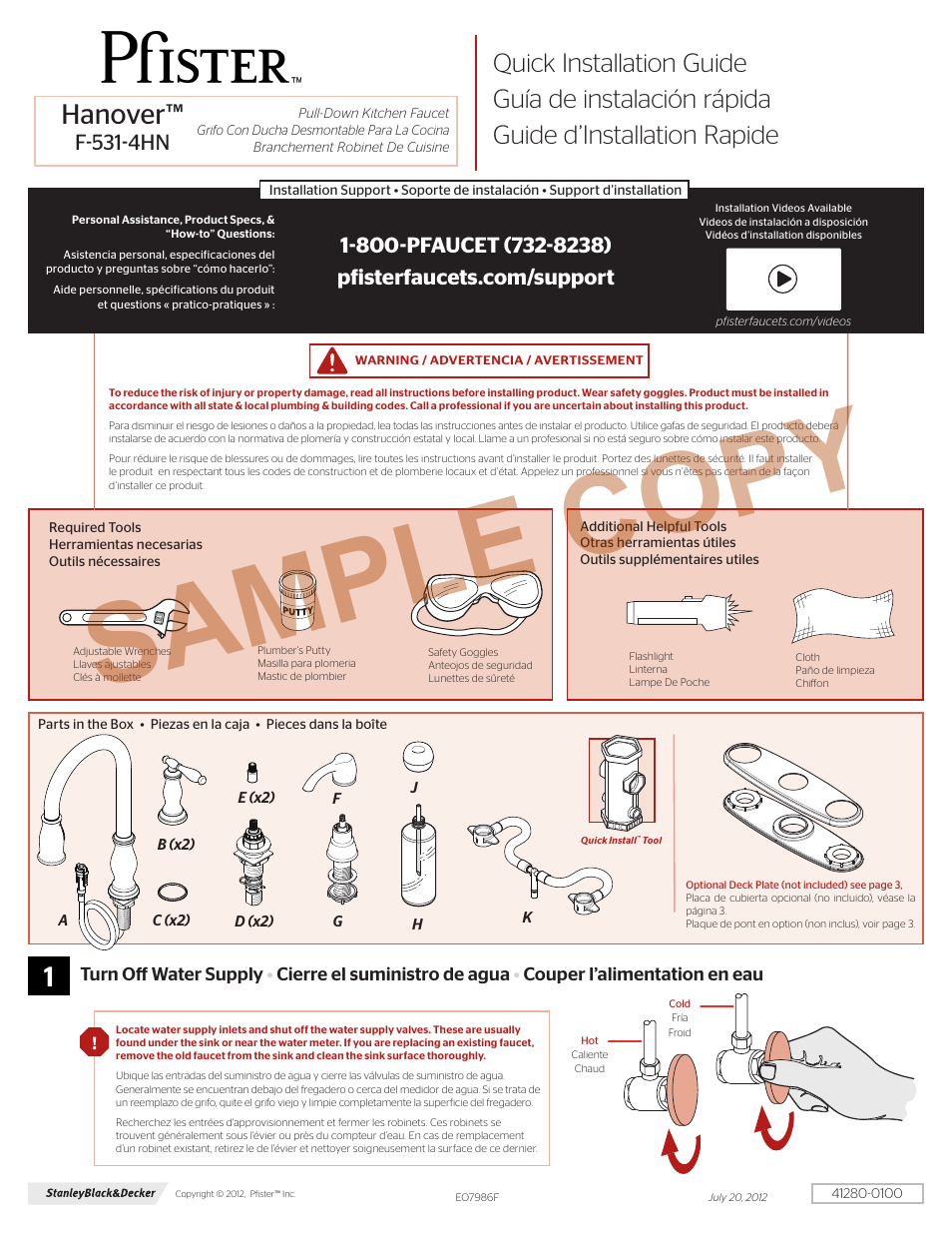 Pfister F-531-4HNY User Manual | 10 pages