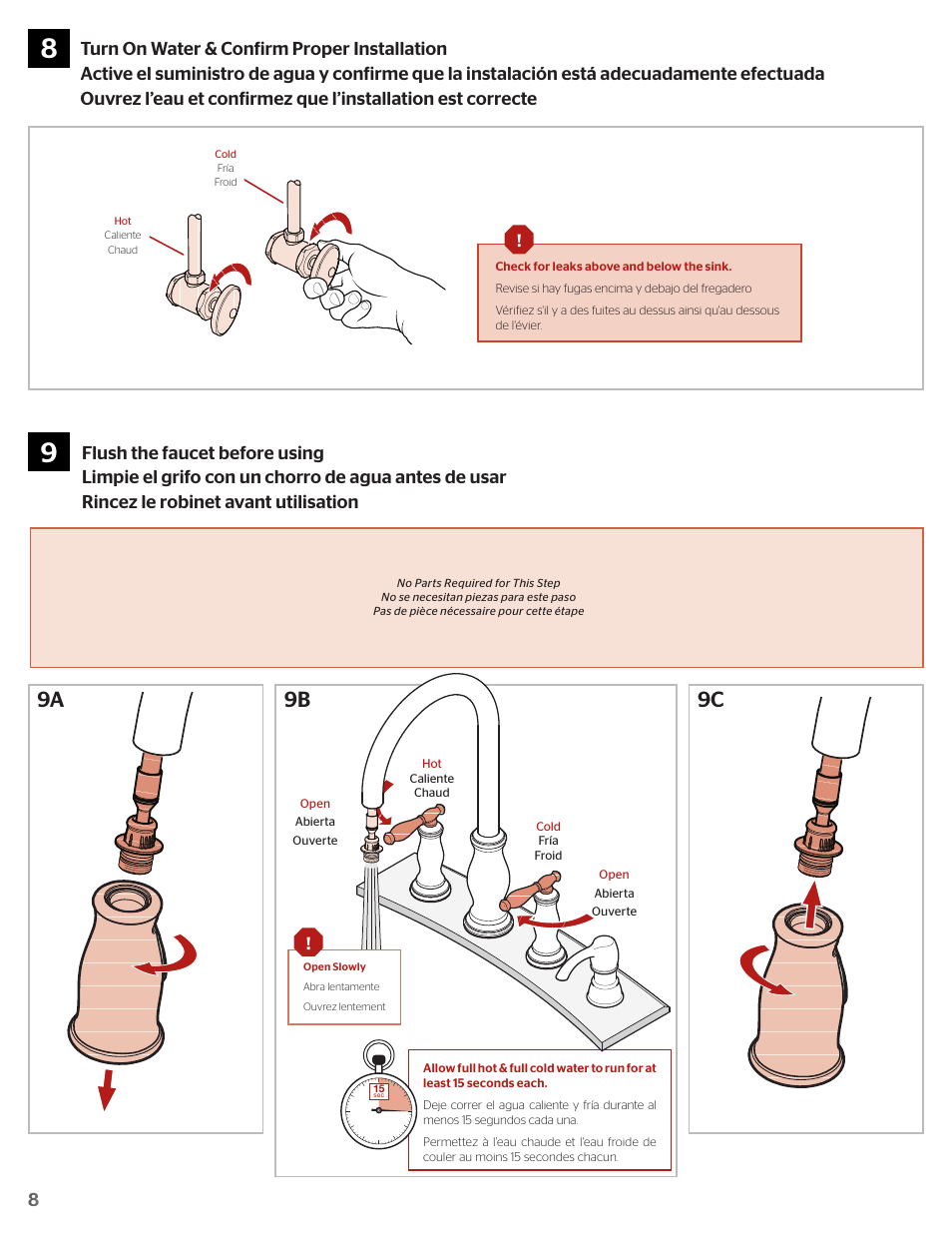 9c 9a 9b | Pfister F-531-4HNY User Manual | Page 8 / 10