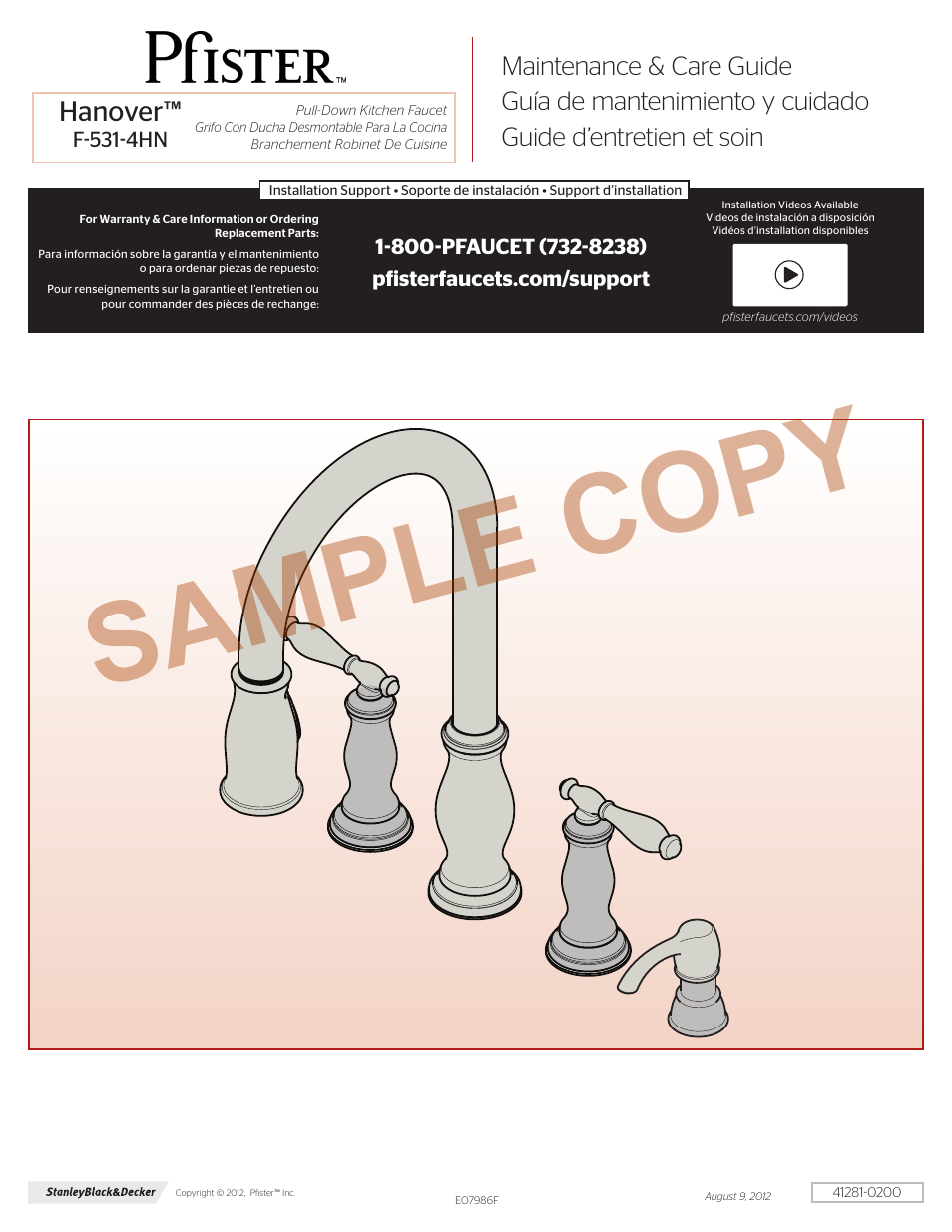 Pfister F-531-4HNY User Manual | 4 pages