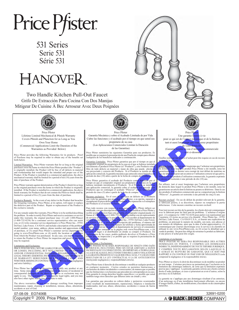 Pfister F-531-4TMS User Manual | 18 pages