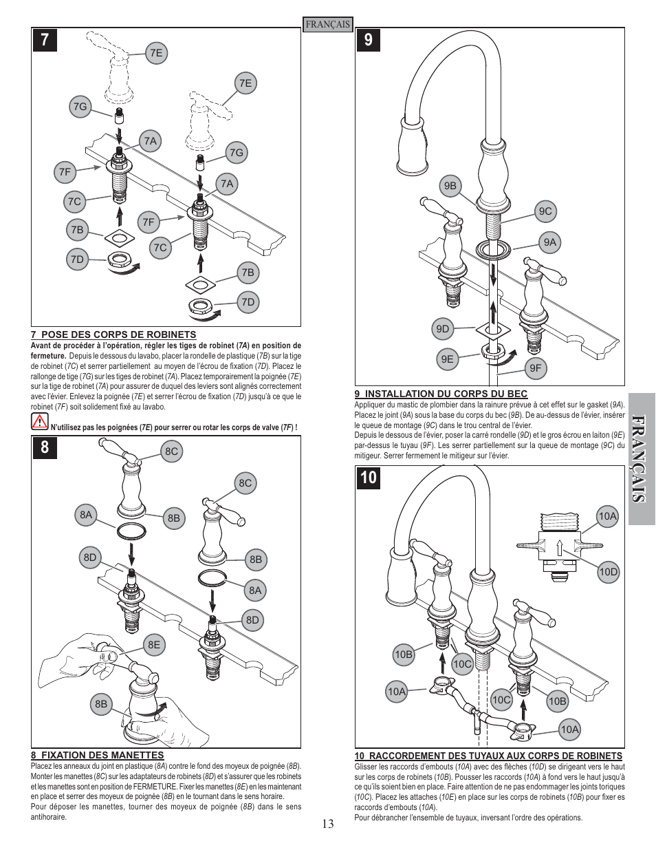 Fran ç ais | Pfister F-531-4TMS User Manual | Page 13 / 18