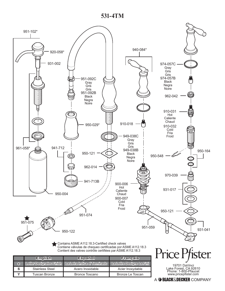 Pfister F-531-4TMS User Manual | Page 18 / 18