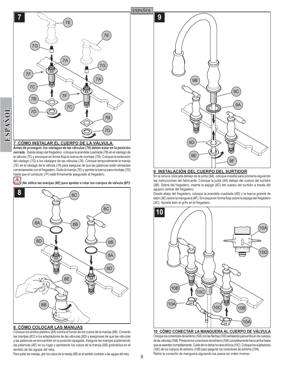 Esp a ñ ol | Pfister F-531-4TMS User Manual | Page 8 / 18