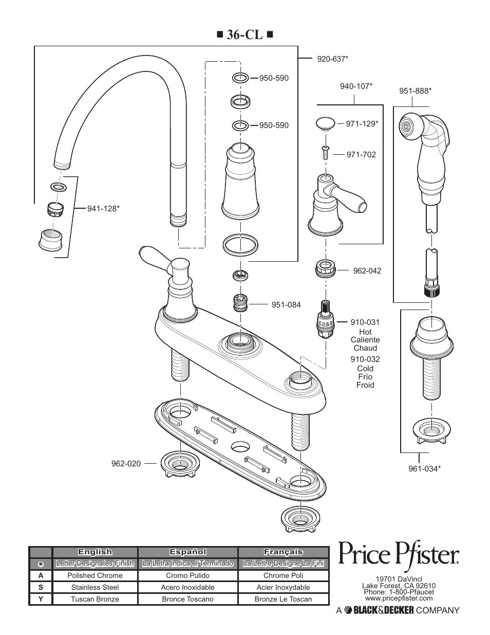 Pfister F-036-CL4S User Manual | Page 12 / 12