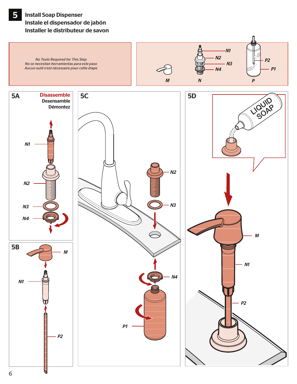 Liquid soap, 5a 5c 5d 5b | Pfister F-529-7AYS User Manual | Page 6 / 8