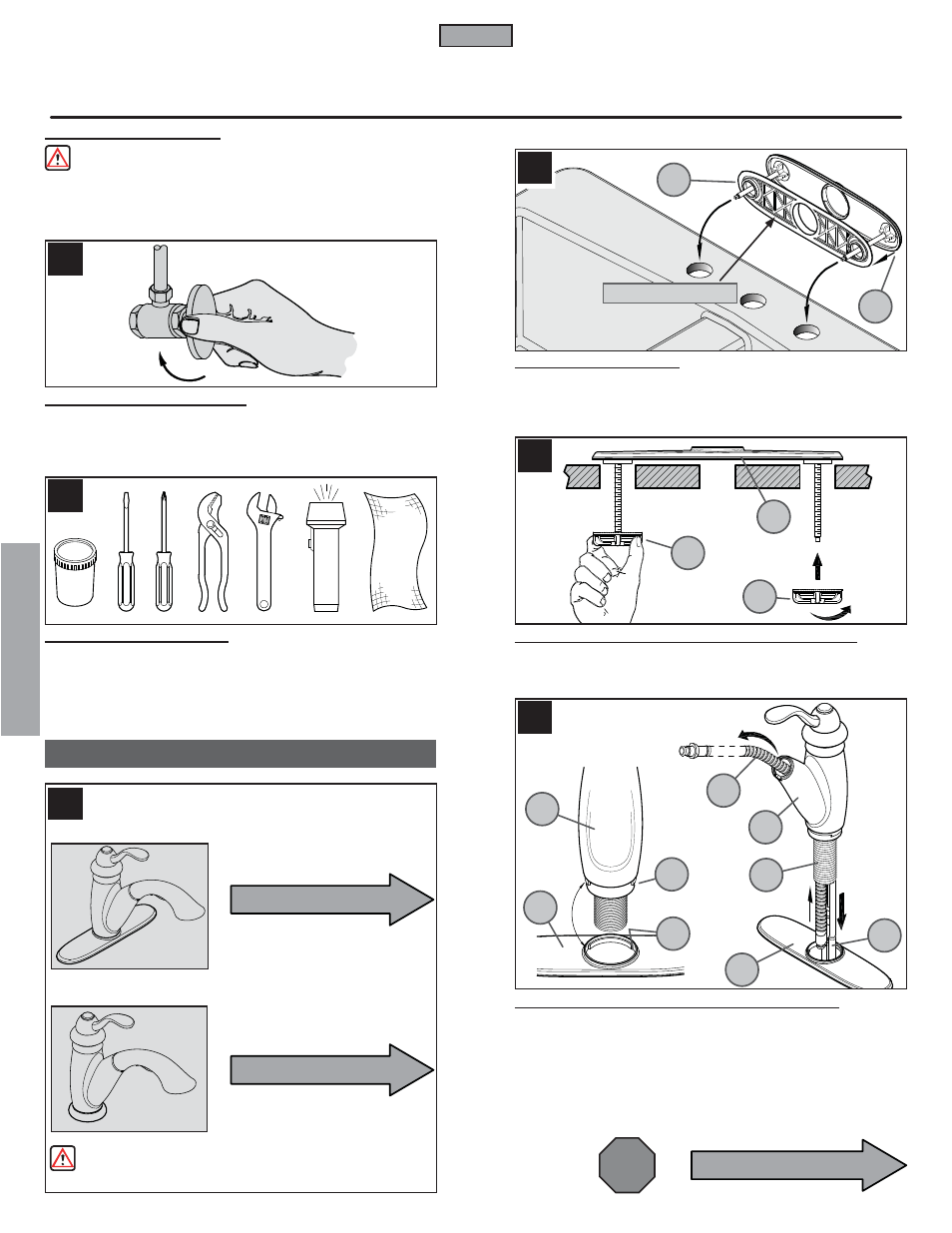 Fr a n fran çç a is ais, Stop, Installation | Pfister GT532-7SS User Manual | Page 12 / 18