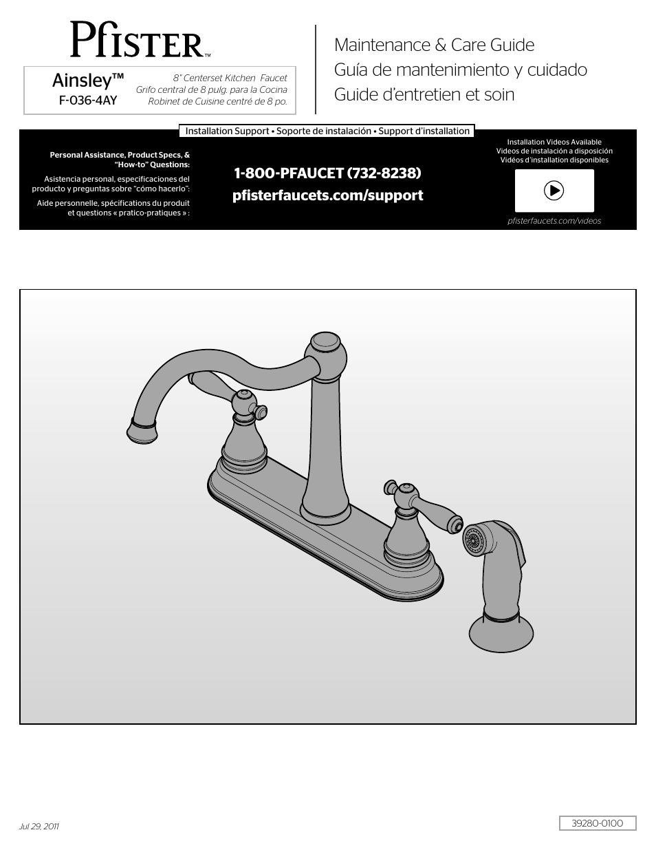 Pfister F-036-4AYS User Manual | 4 pages