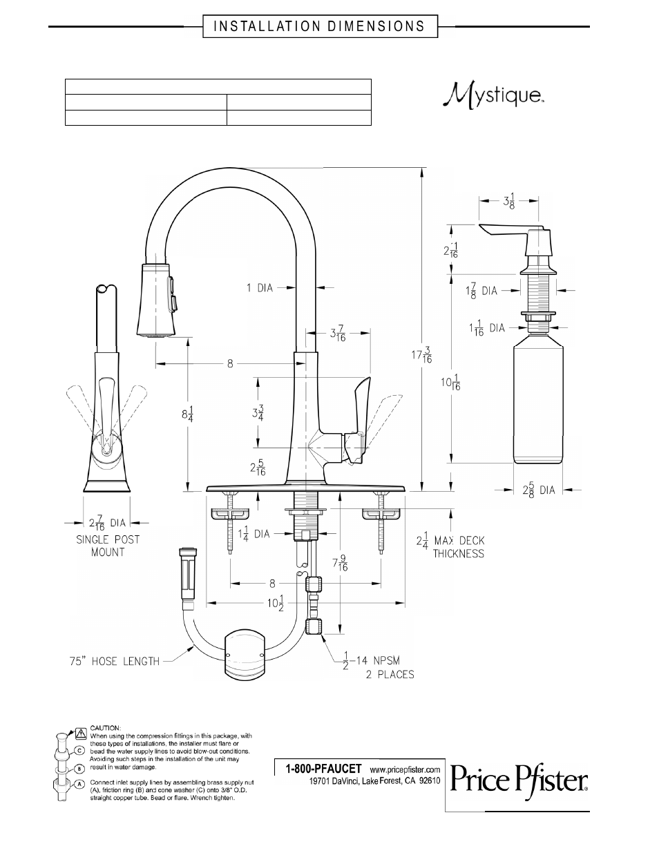 Pfister GT529-MDS User Manual | 2 pages