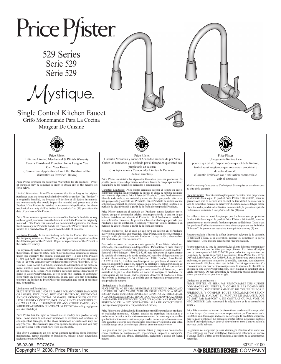 Pfister GT529-MDS User Manual | 18 pages