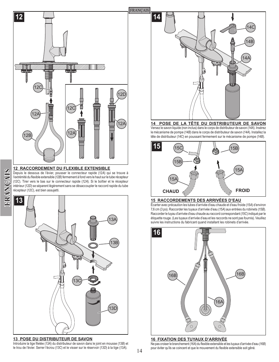 Fran ç ais | Pfister GT529-MDS User Manual | Page 14 / 18