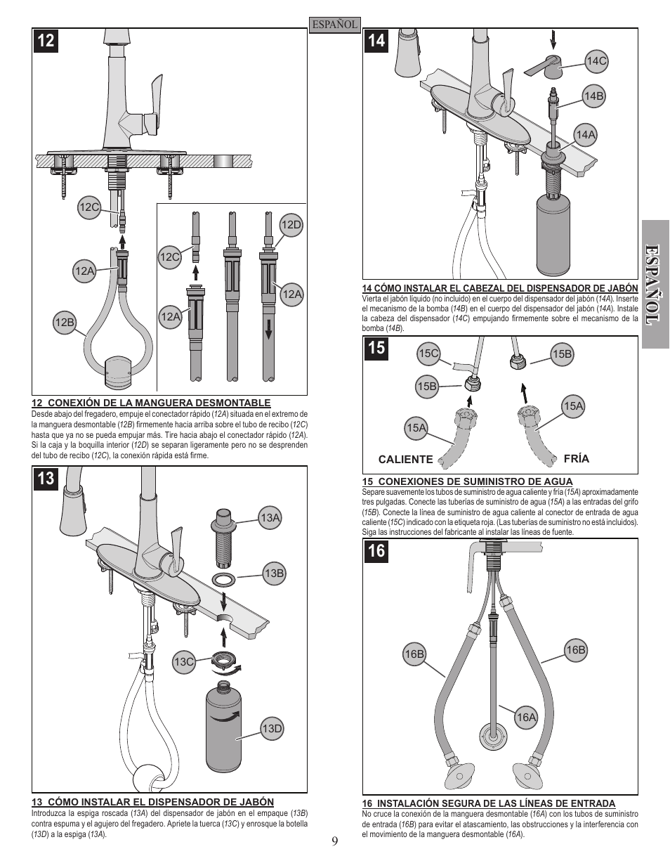 Esp a ñ ol | Pfister GT529-MDS User Manual | Page 9 / 18