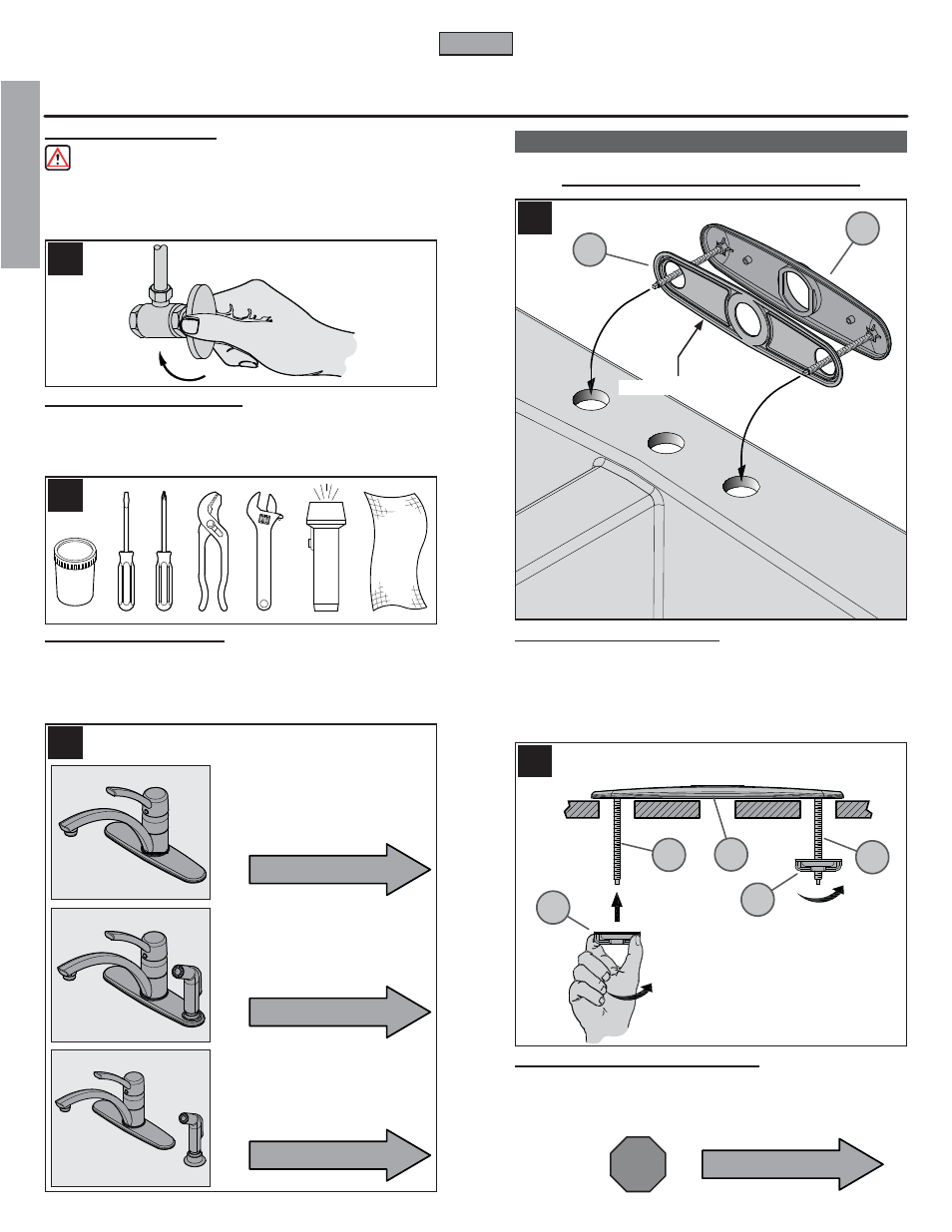 En g l is h english, Stop, H34-3n | H34-4n, H34-1n | Pfister GT34-4NSS User Manual | Page 2 / 20