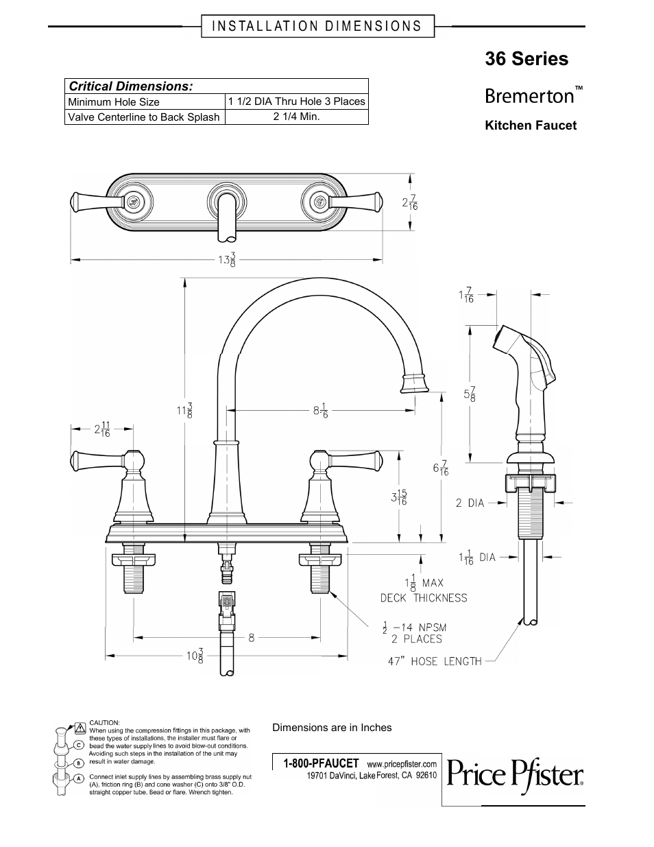 Pfister F-036-4SVS User Manual | 2 pages