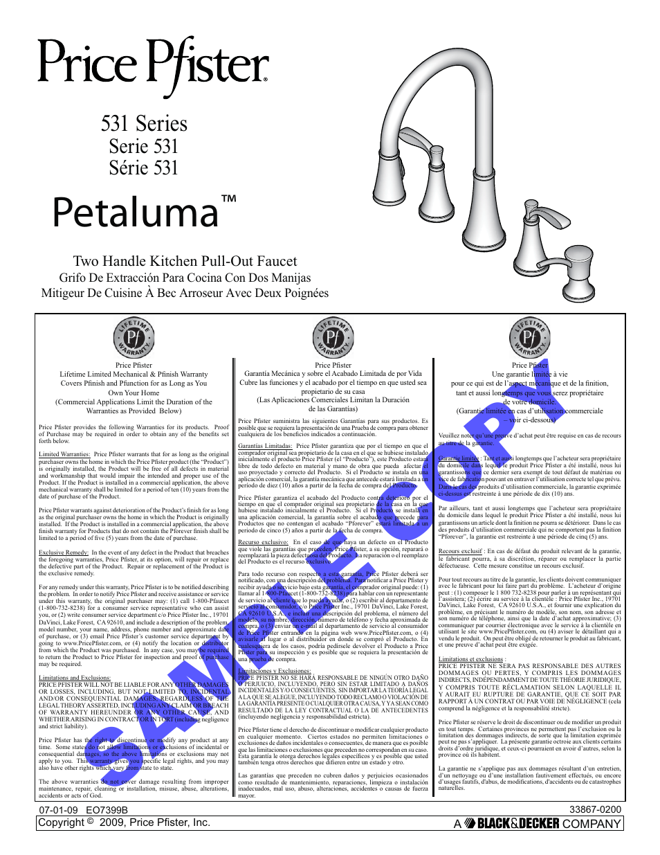 Pfister F-531-4PAS User Manual | 18 pages