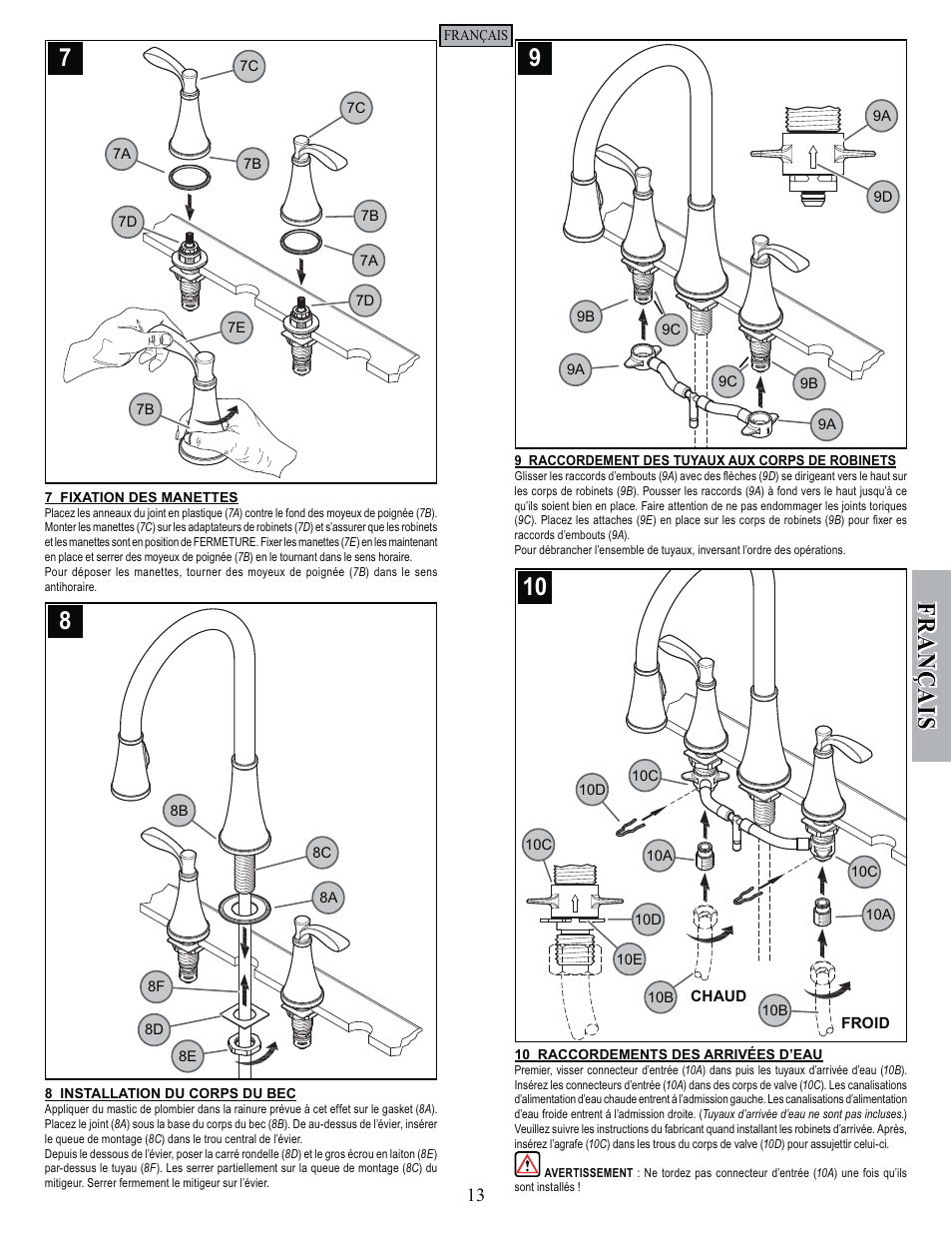 Fran ç ais | Pfister F-531-4PAS User Manual | Page 13 / 18