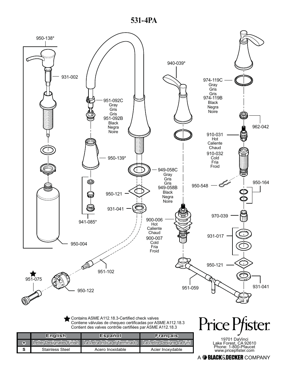 Pfister F-531-4PAS User Manual | Page 18 / 18