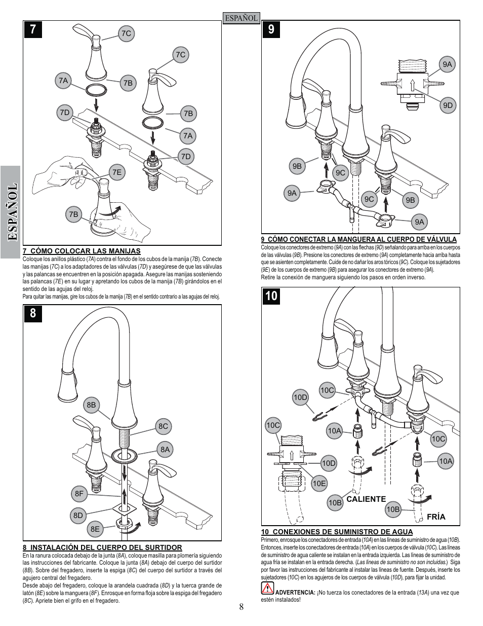Esp a ñ ol | Pfister F-531-4PAS User Manual | Page 8 / 18