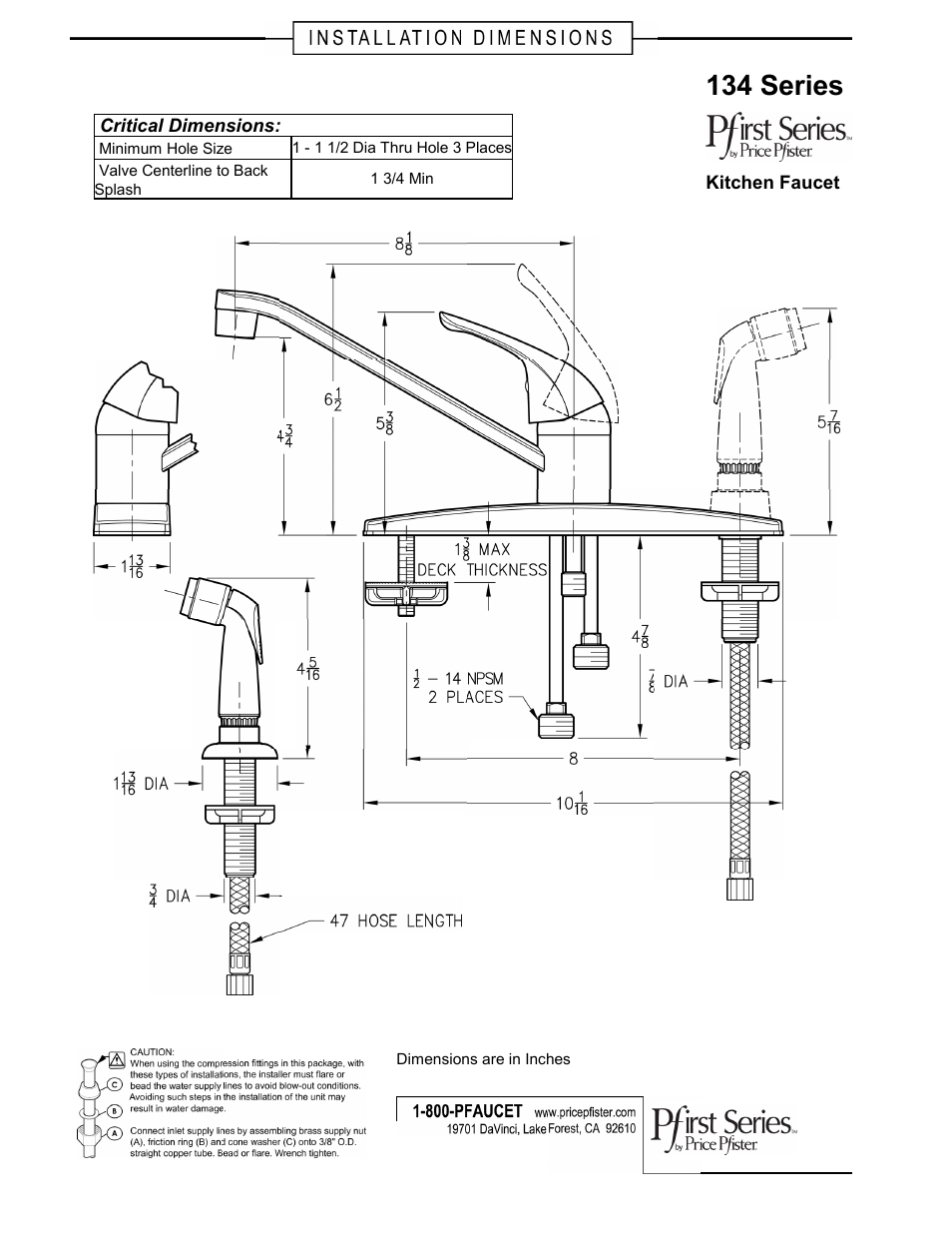 Pfister G134-444S User Manual | 1 page