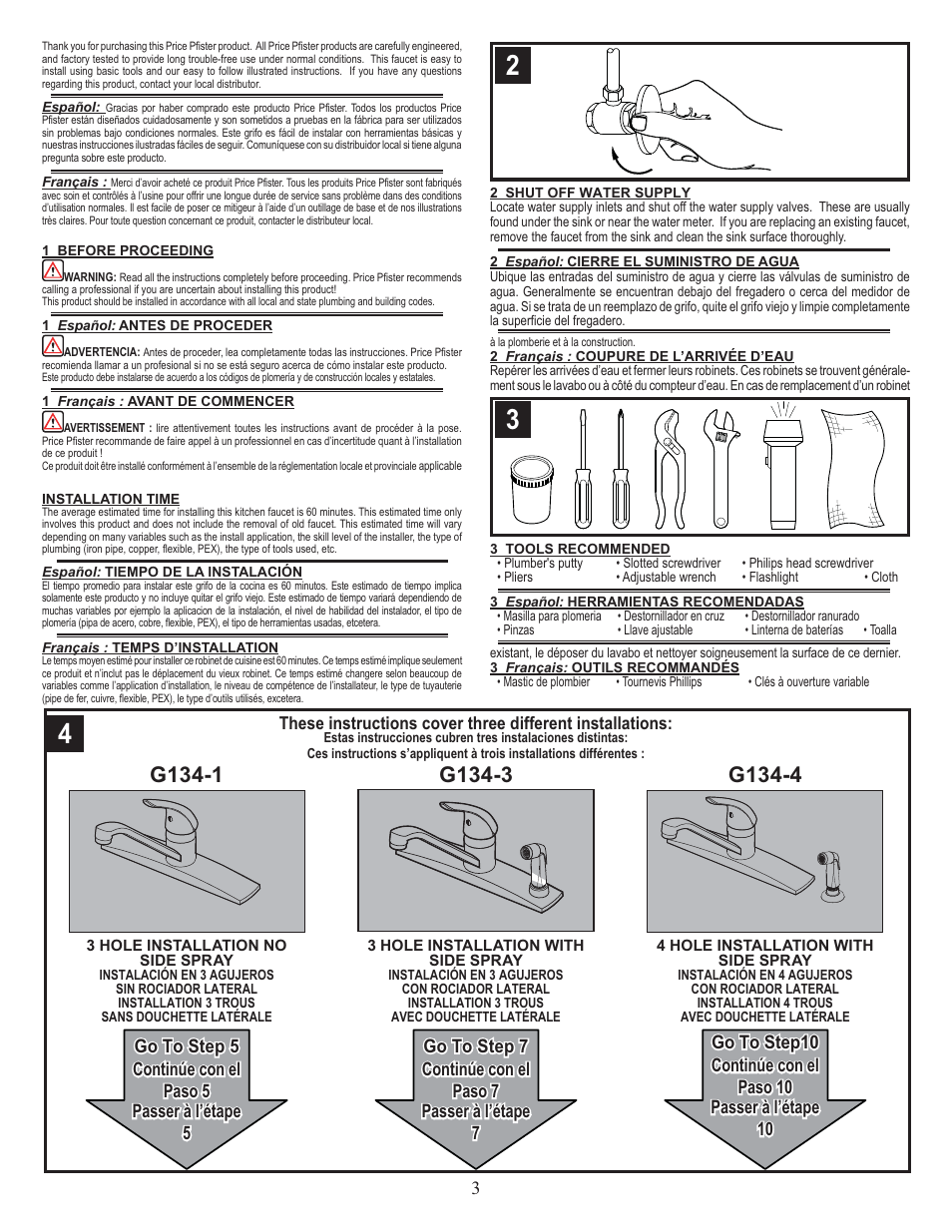 G134-4, G134-3, G134-1 | Pfister 134-444S User Manual | Page 3 / 8