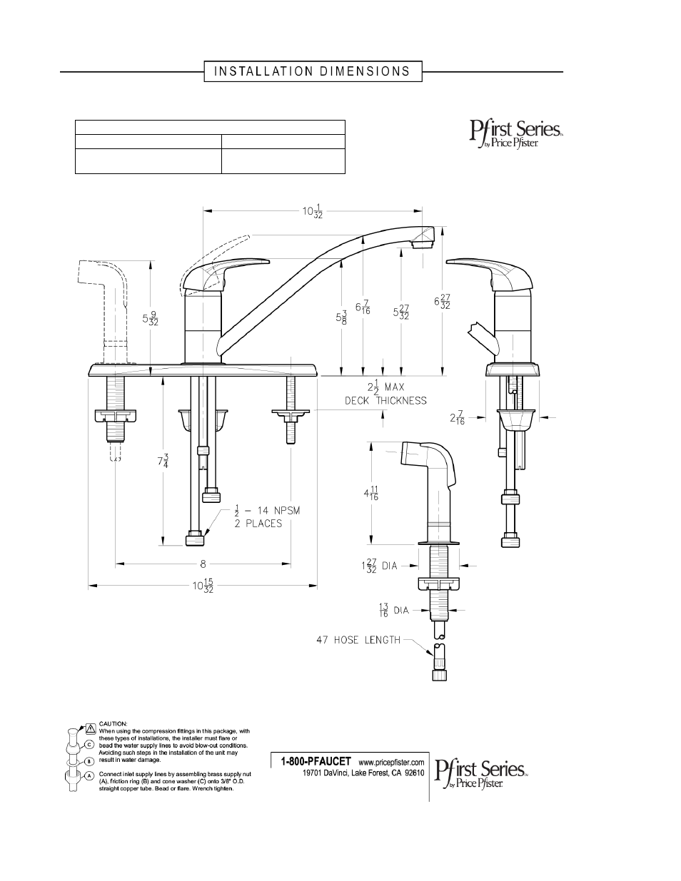 Pfister G134-7000 User Manual | 1 page