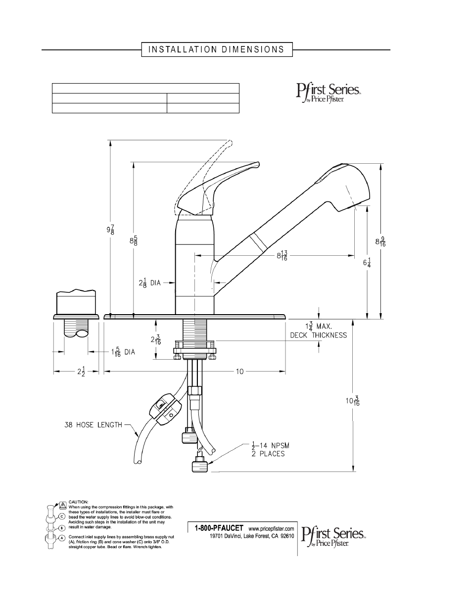 Pfister G133-10SS User Manual | 2 pages