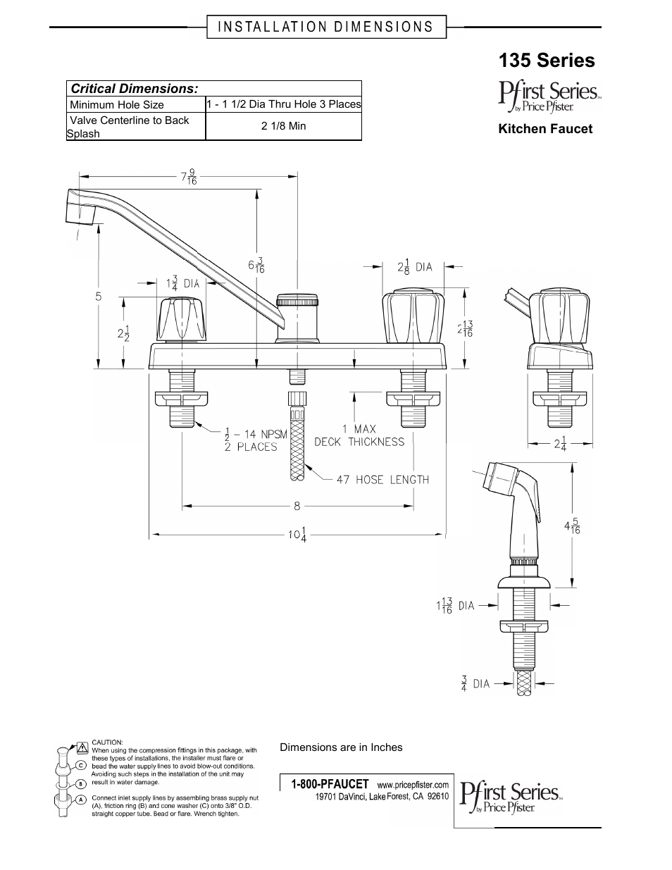 Pfister G135-5000 User Manual | 1 page