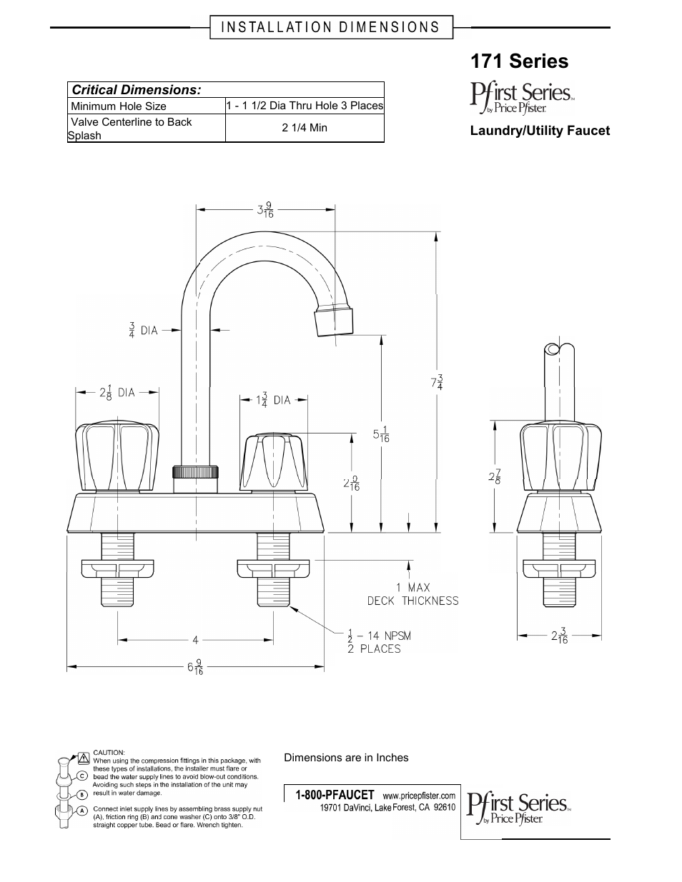 Pfister G171-4000 User Manual | 1 page